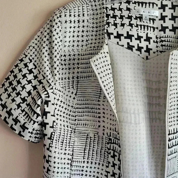 CAbi Coupe Bomber Jacket Ivory & Black Size M Style # 931 - Picture 11 of 15